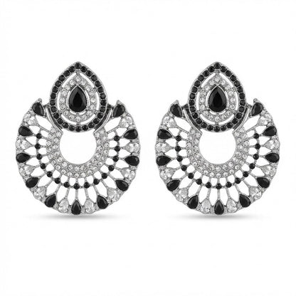 Silver Moon Drop Stud Earrings