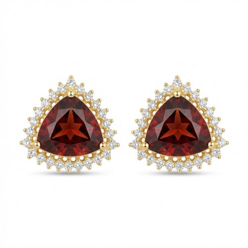Jarao Stone AD Stud Earrings - Gold & Silver Plated