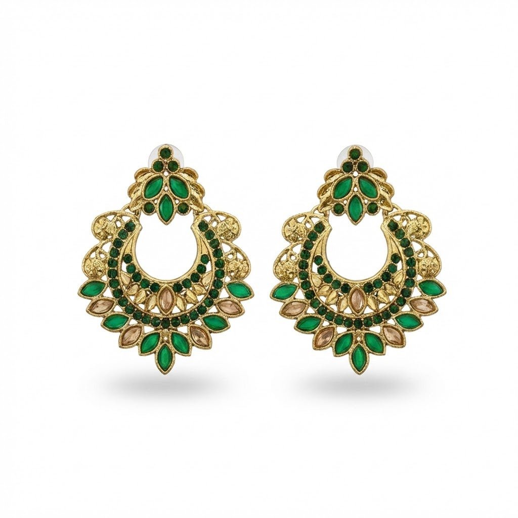 Gold Crescent Moon Drop Earrings