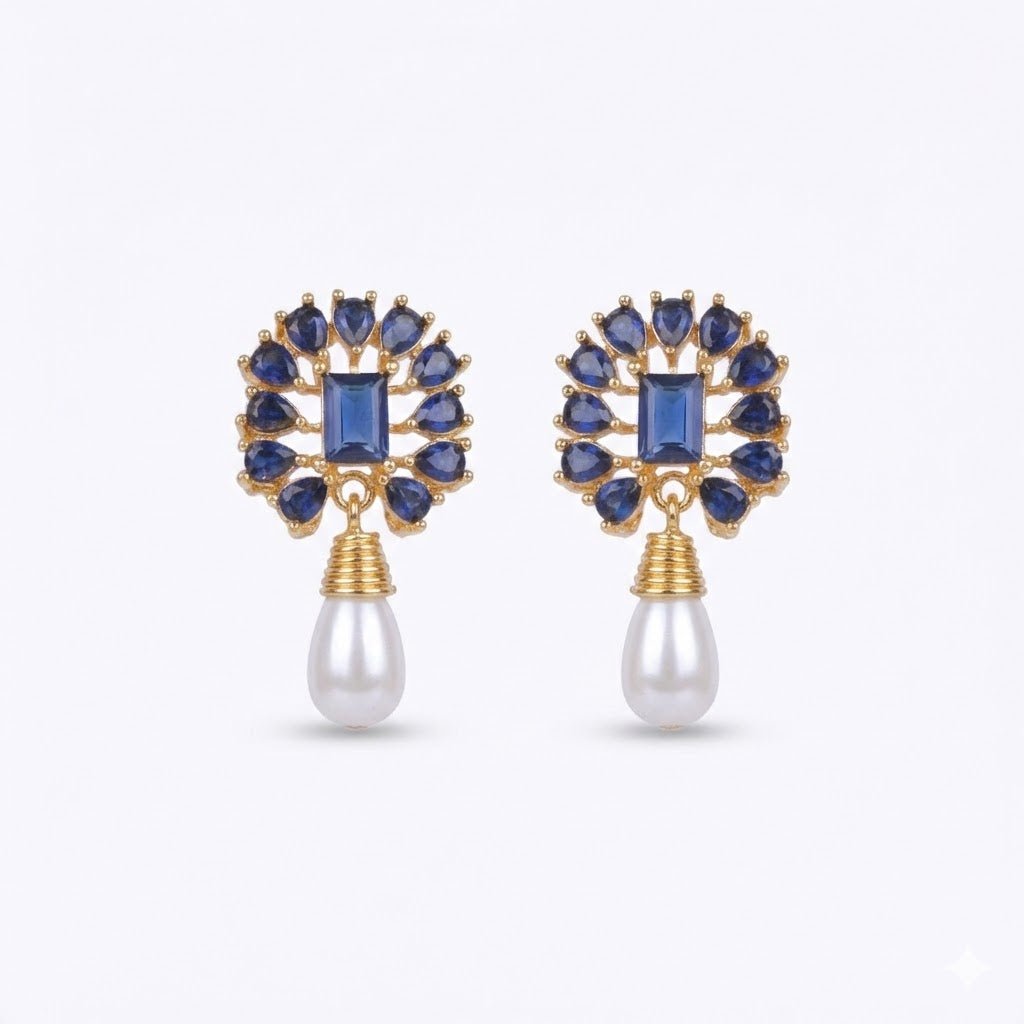 Amethyst Pearl Drop Earrings - 21k Gold Plated Gemstone Jewelry