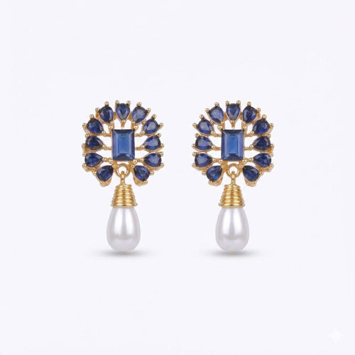 Amethyst Pearl Drop Earrings - 21k Gold Plated Gemstone Jewelry