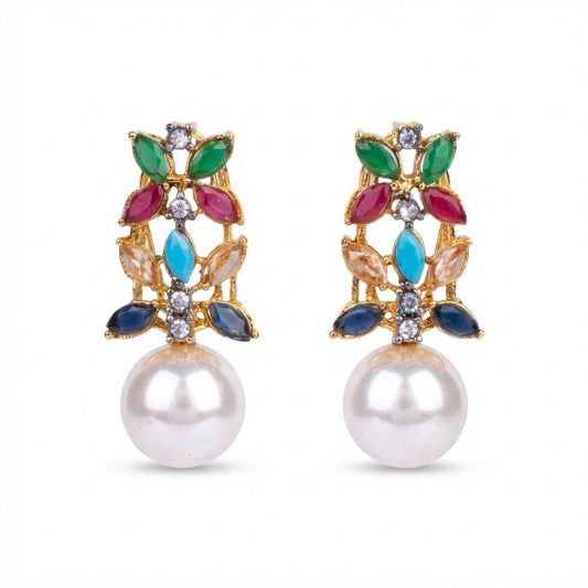 Pearl Flare Stud Earrings - Elegant Statement Studs