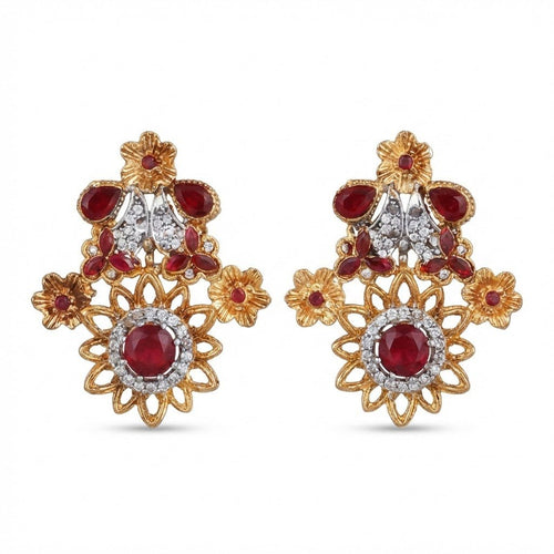 Blush Blossom Zirconia Studs - Floral Butterfly Earrings