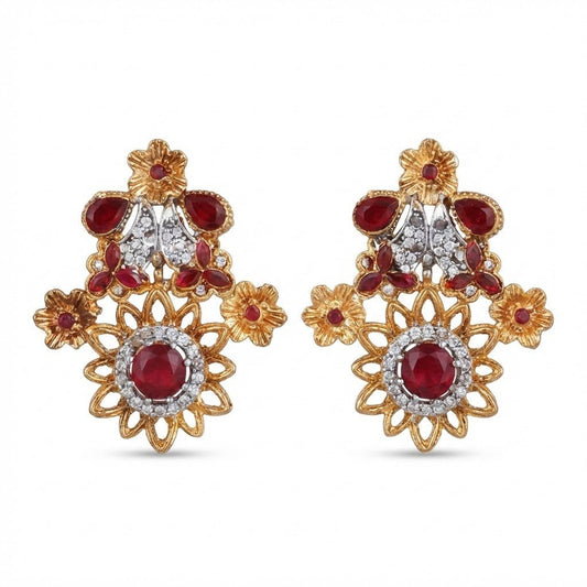 Blush Blossom Zirconia Studs - Floral Butterfly Earrings