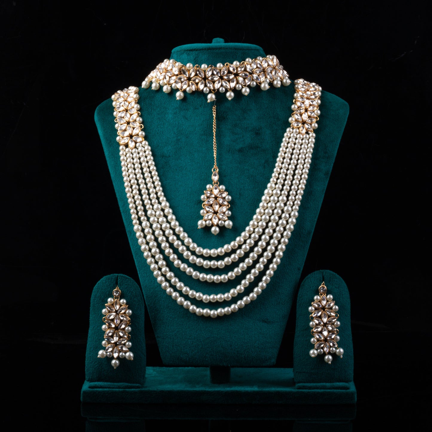 Imperial Bridal Kundun Pearl Set - Complete Wedding Jewelry