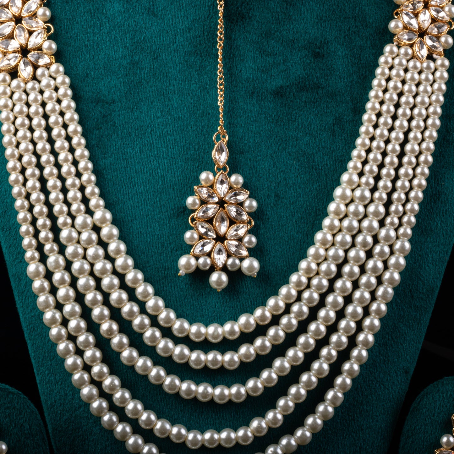Imperial Bridal Kundun Pearl Set - Complete Wedding Jewelry