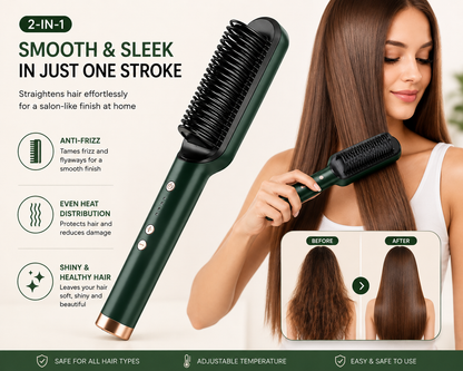 2-in-1 Hair Straightener & Curler Brush