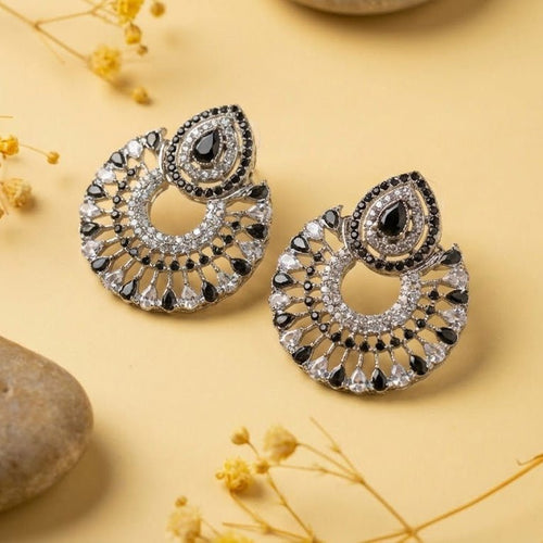 Silver Moon Drop Stud Earrings