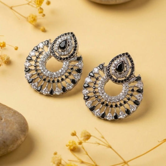 Silver Moon Drop Stud Earrings