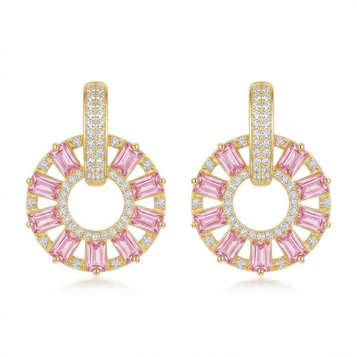 Zirconia Circle Earrings - Gold & Silver Plated Jarao Stone Jewelry