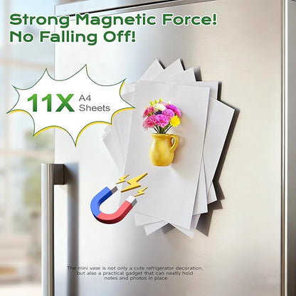 Refrigerator Magnets - Cute Mini Ceramic Vase Fridge Magnets with Artificial Flowerss
