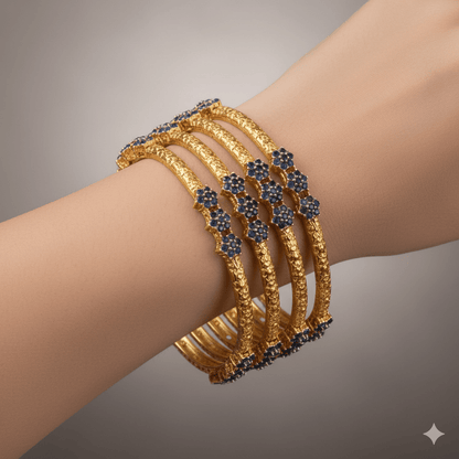 Victorian Flower Bangle Blue