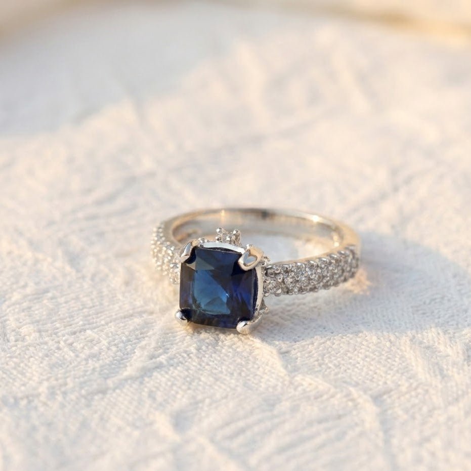 Cubic Zircons Ring With Silver Polish