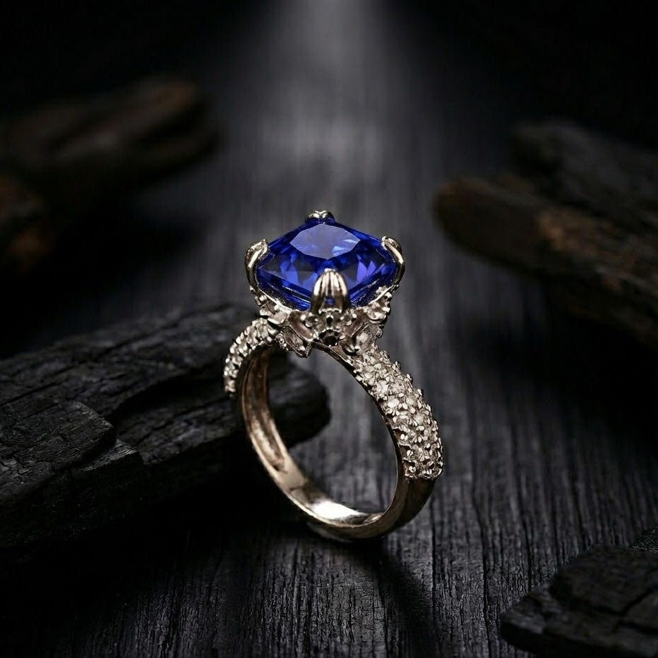 Cubic Zircons Ring With Silver Polish