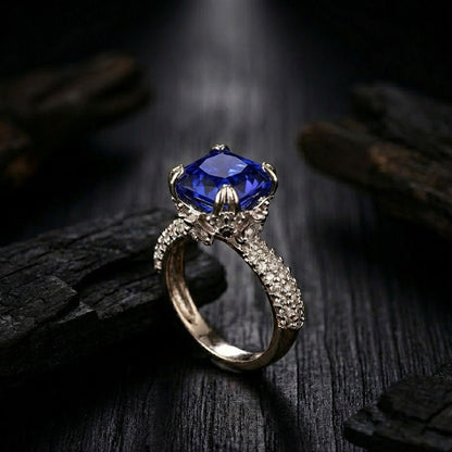 Cubic Zircons Ring With Silver Polish