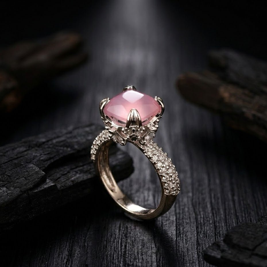 Cubic Zircons Ring With Silver Polish