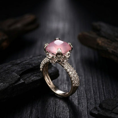 Cubic Zircons Ring With Silver Polish