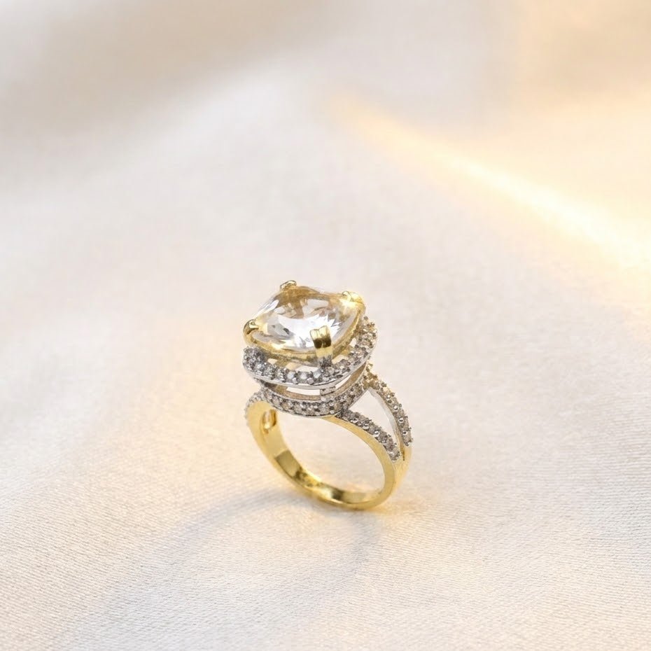 Delicate Sterling Ring with Gold Polish