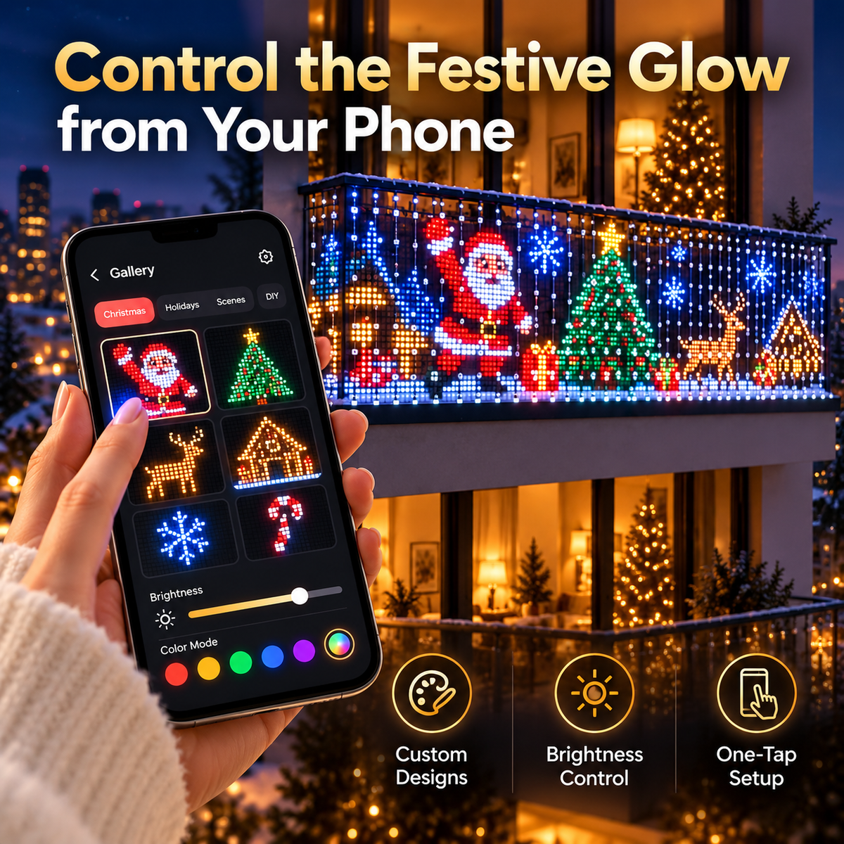 FestiveGlow™ Smart LED Curtain Lights