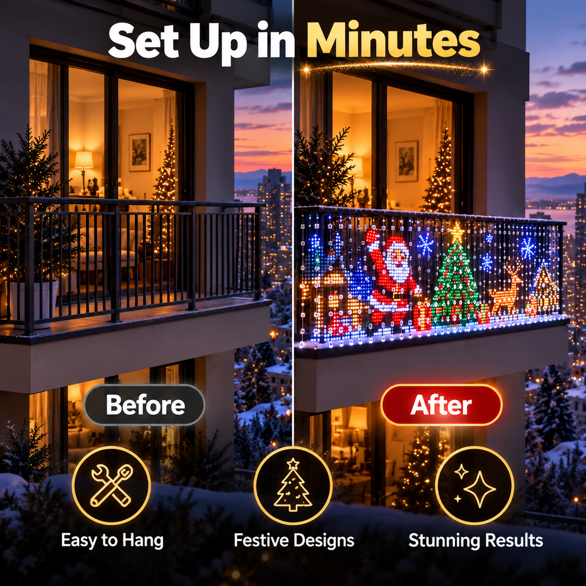 FestiveGlow™ Smart LED Curtain Lights