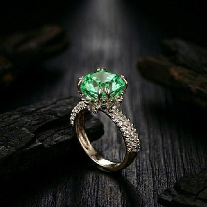 Cubic Zircons Ring With Silver Polish
