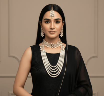 Imperial Bridal Kundun Pearl Set - Complete Wedding Jewelry