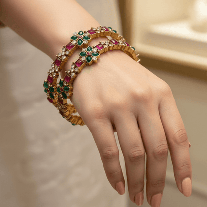Ruby Emerald Bloom Bangles
