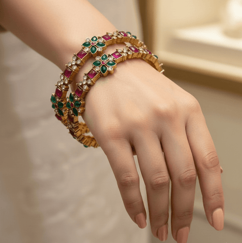 Ruby Emerald Bloom Bangles