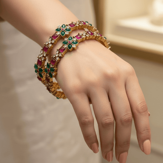 Ruby Emerald Bloom Bangles