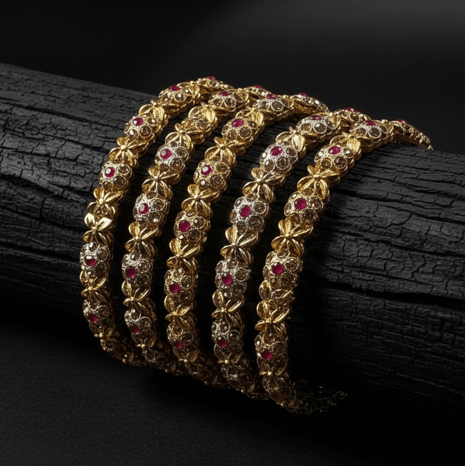 The Royal Ruby Zirconia Kada Set