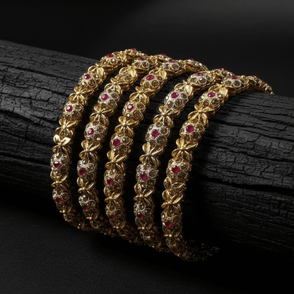 The Royal Ruby Zirconia Kada Set