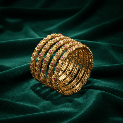 The Royal Ruby Zirconia Kada Set