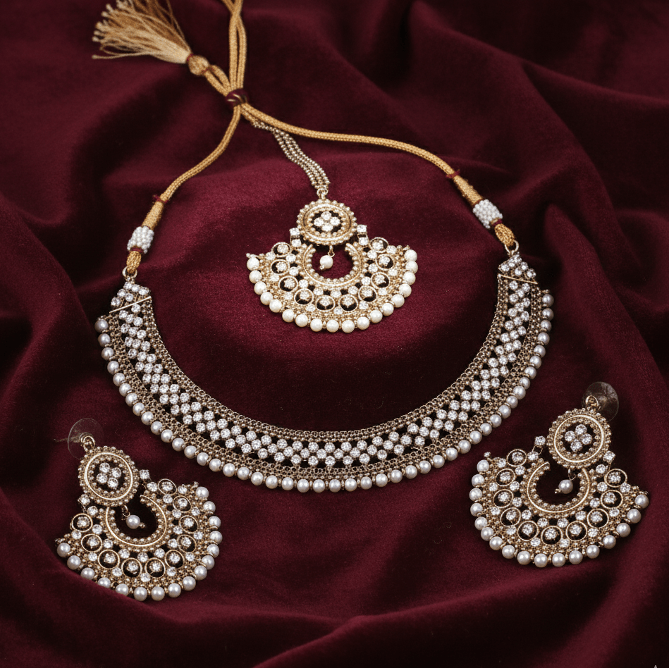 Pearl Elegance Kundan Necklace Set