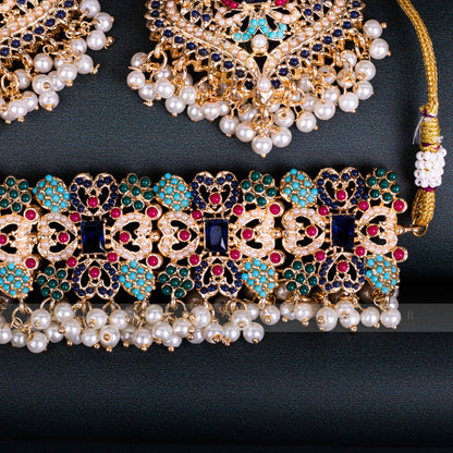 Encrusted Naurattan Necklace Set  02
