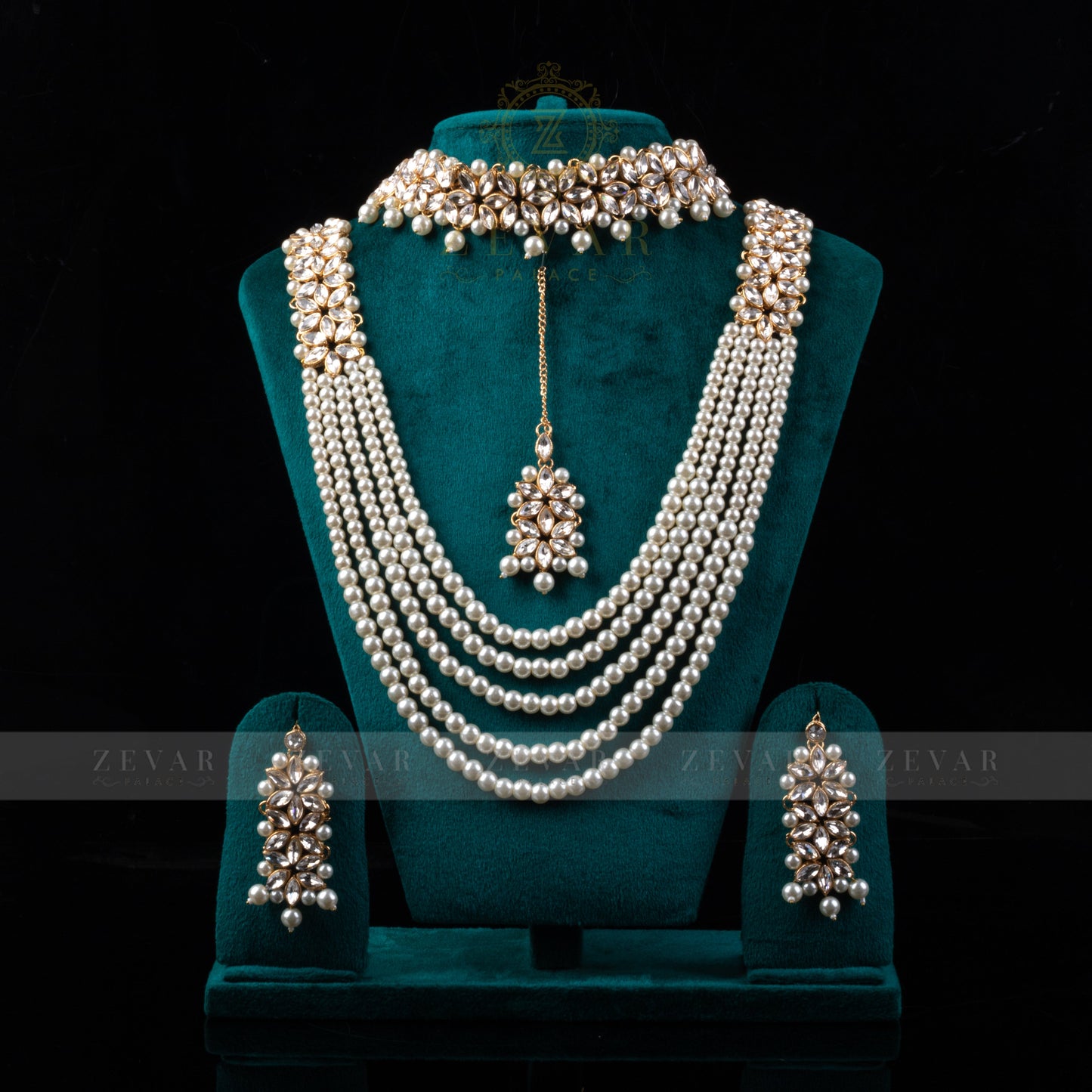 Imperial Bridal Kundun Pearl Set - Complete Wedding Jewelry