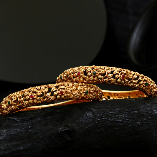 Rajwari Bangles Two Piece Set - Traditional Golden Bangles