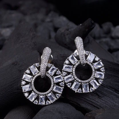 Zirconia Circle Earrings - Gold & Silver Plated Jarao Stone Jewelry