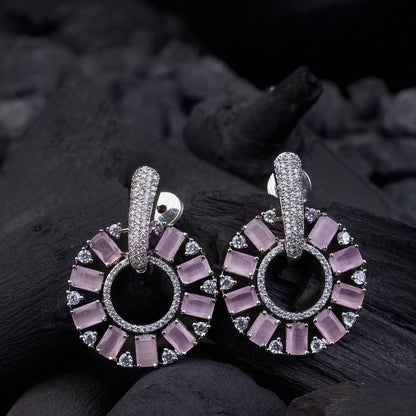 Zirconia Circle Earrings - Gold & Silver Plated Jarao Stone Jewelry