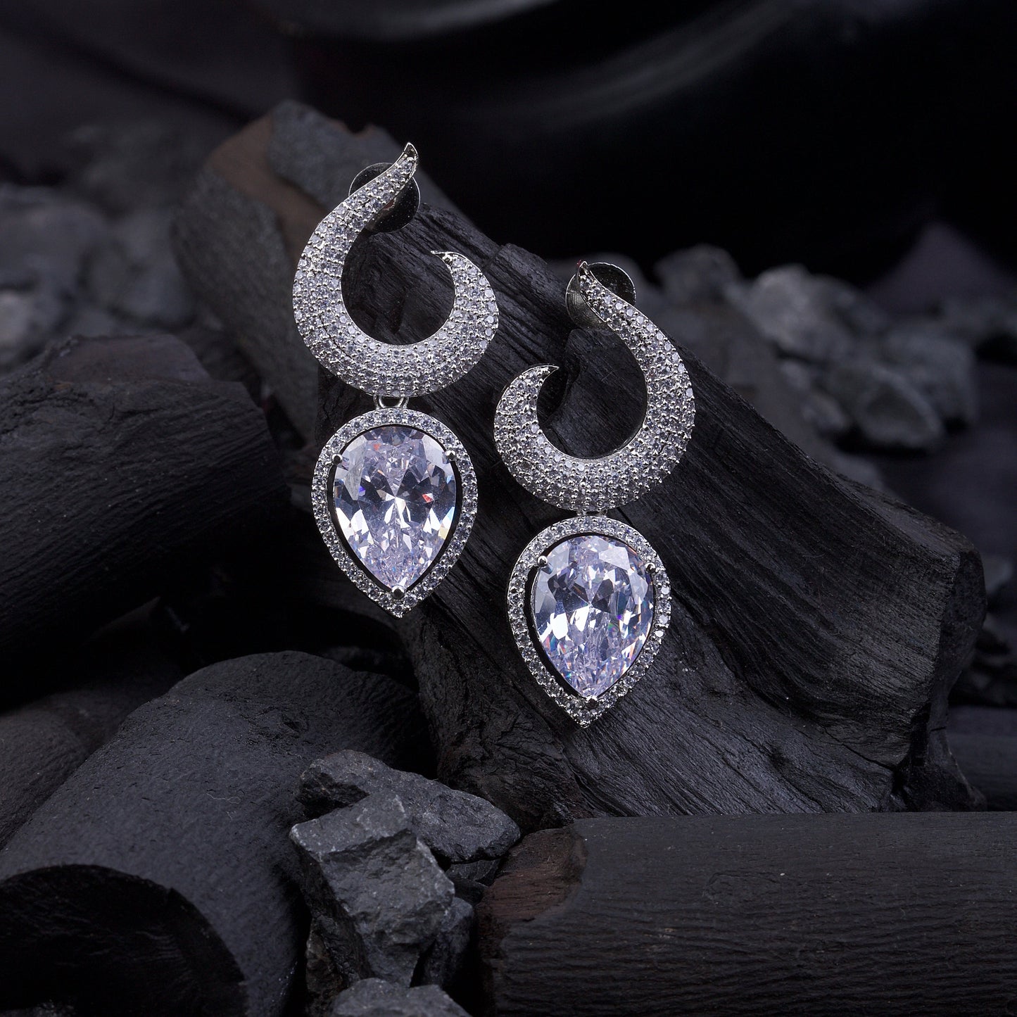 Gemstone Jarao Stone Earrings - Silver Plated Statement Jewelry