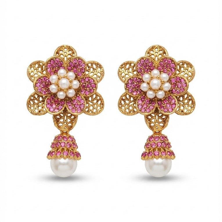 Pearl Petal Mini Jhumkas