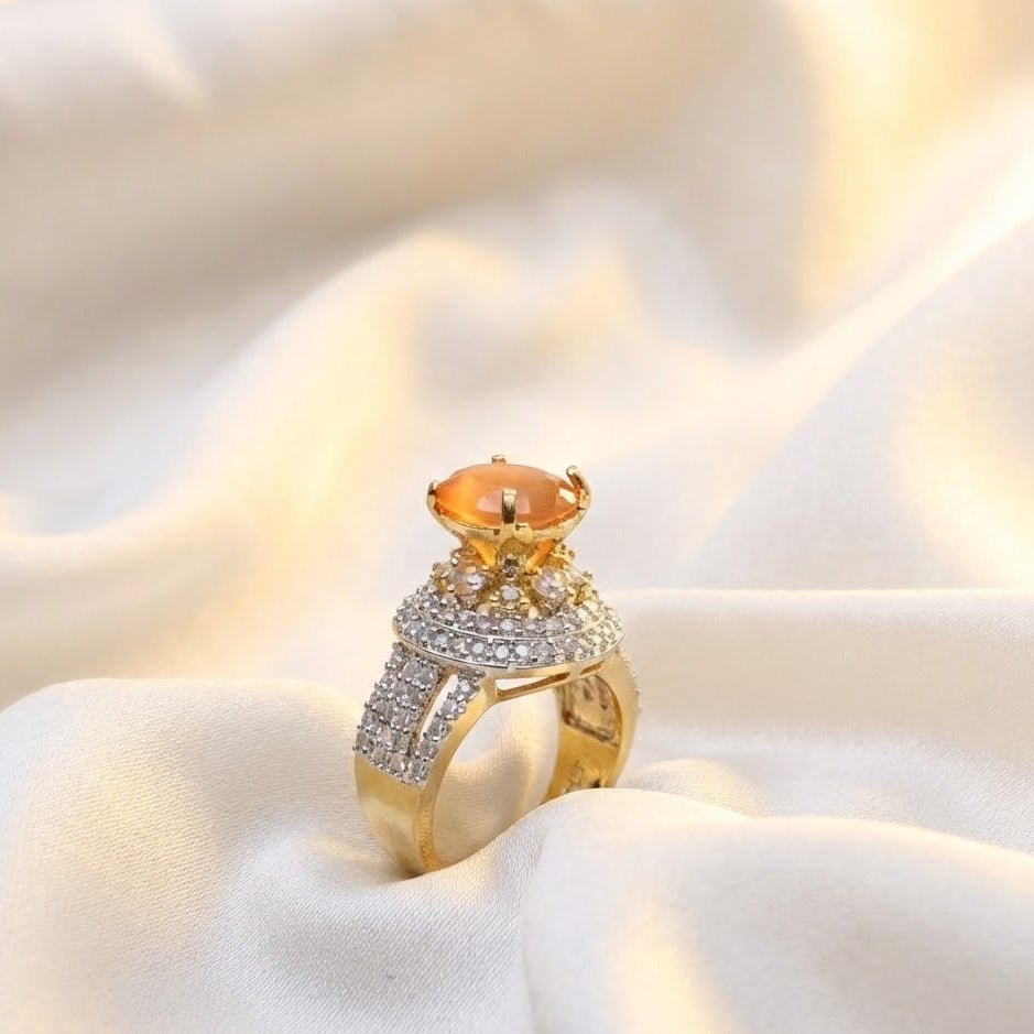 Moonstone Sterling Ring - 22K Gold Plated Ring