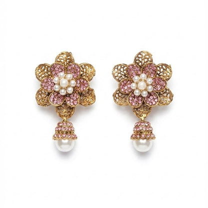 Pearl Petal Mini Jhumkas