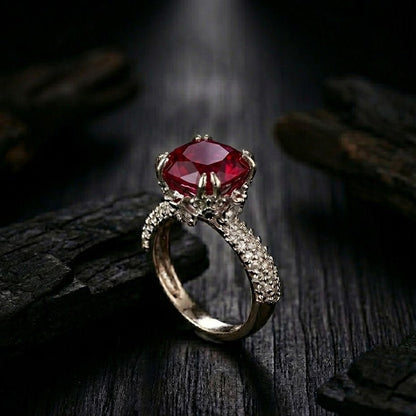 Cubic Zircons Ring With Silver Polish