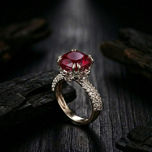 Cubic Zircons Ring With Silver Polish