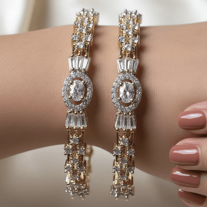 The Diamond-Touch Golden Silver Bangle Pair