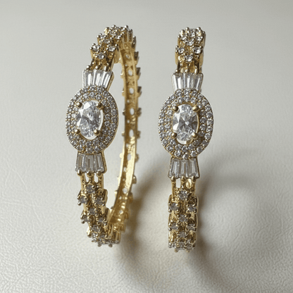 The Diamond-Touch Golden Silver Bangle Pair
