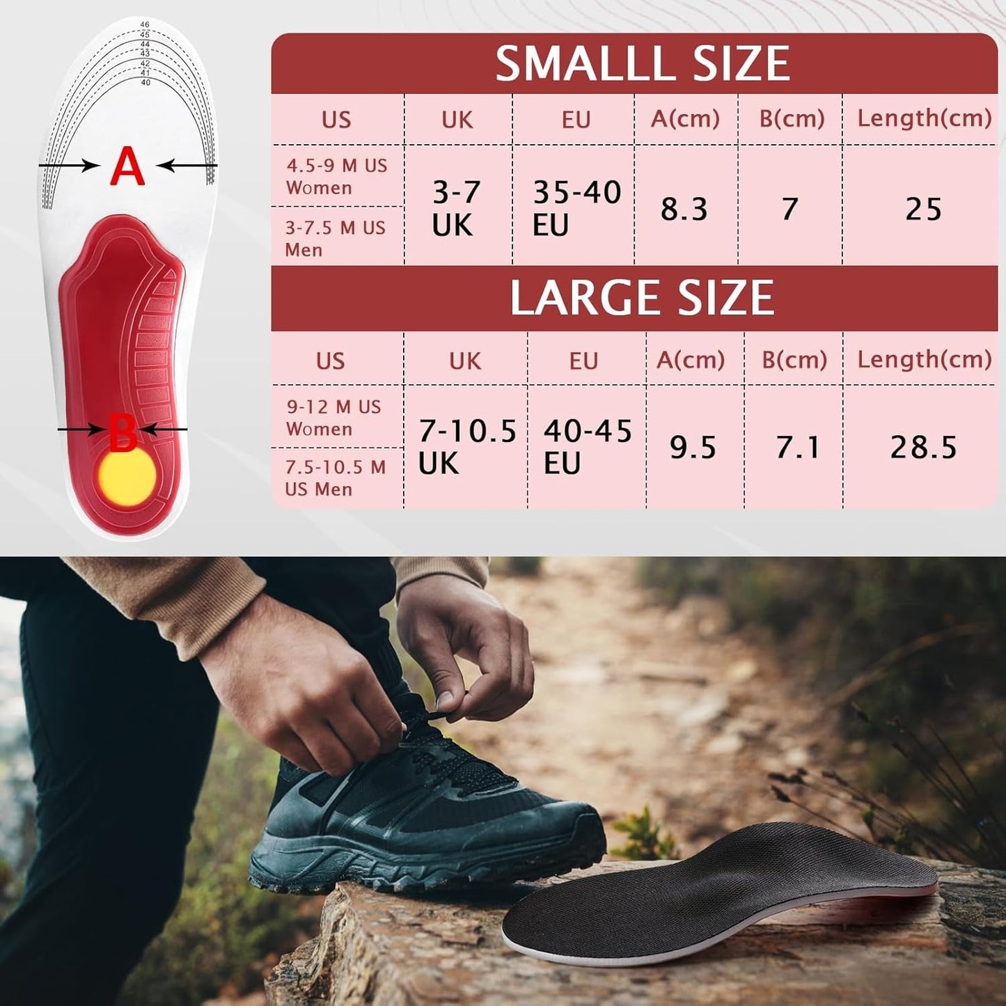 Anti Swelling High Arch Support Insoles