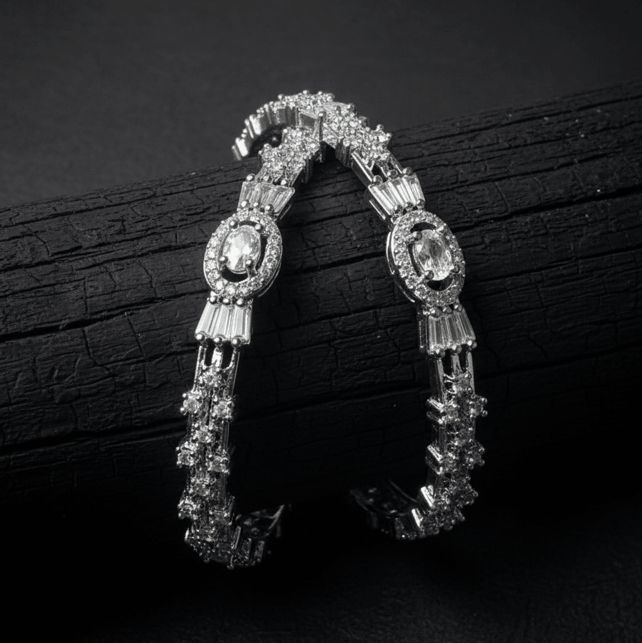 The Diamond-Touch Golden Silver Bangle Pair