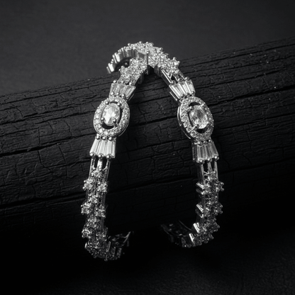 The Diamond-Touch Golden Silver Bangle Pair