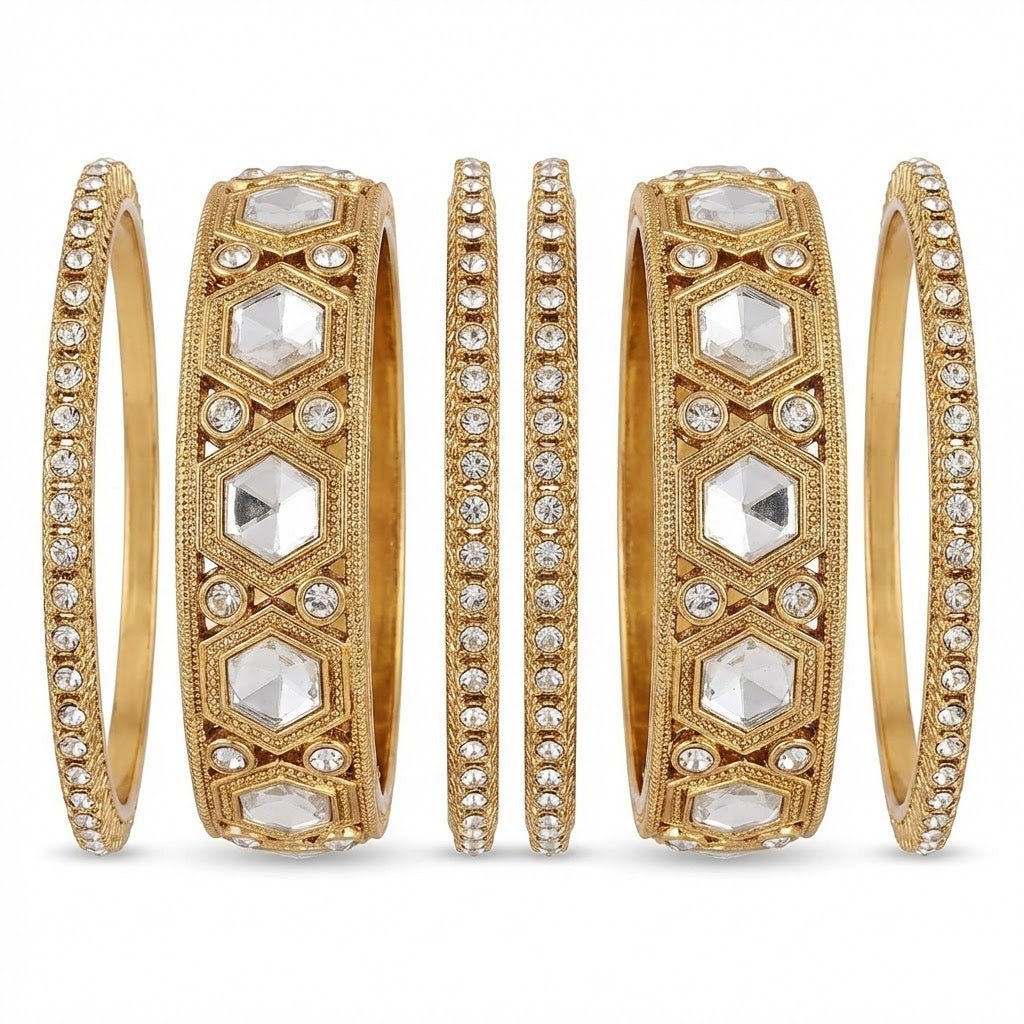 The Royal Hexa-Glow Gold Bangle Set